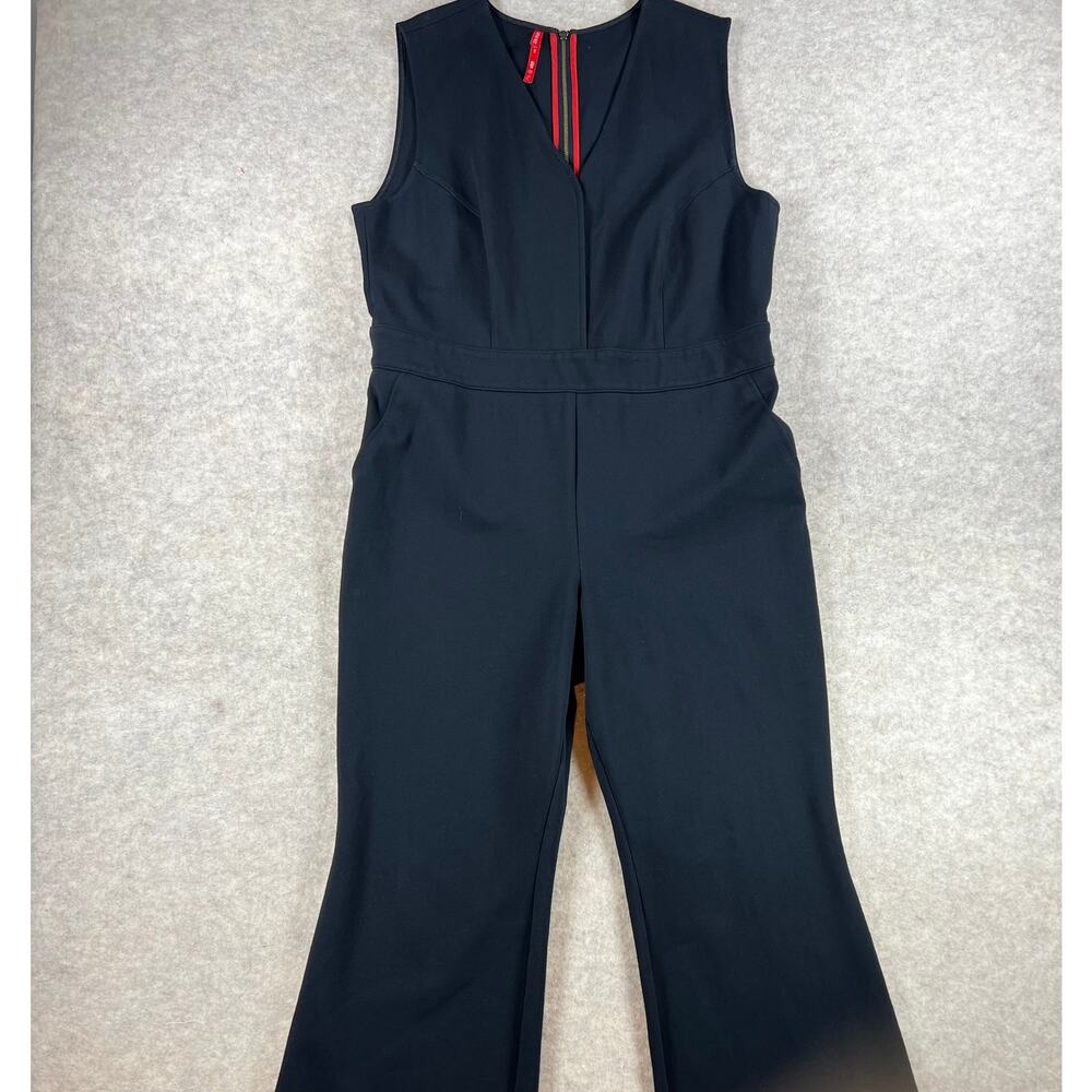 Spanx The Perfect Sleeveless Jumpsuit Black Ponte Flare Stretch 20383Q Size XL - Picture 2 of 9